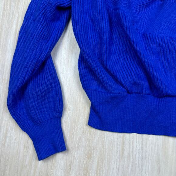 Le Lis Royal Blue Shawl Collar Crossover Pullover Cropped Knit Sweater Medium - Picture 4 of 14